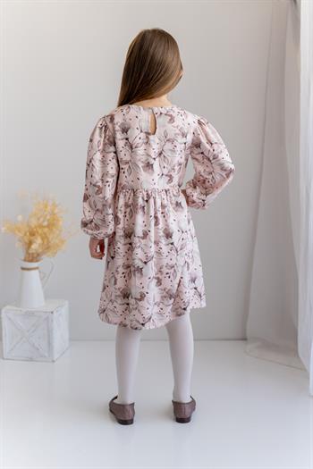 Kız Çocuk Desenli Dokuma Elbise 