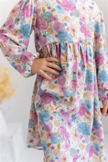 Kız Çocuk Desenli Dokuma Elbise 