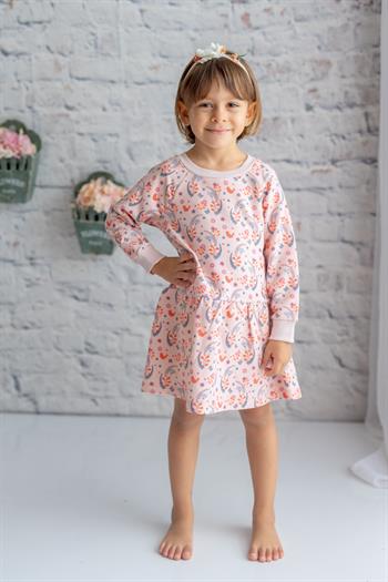 Kız Çocuk Desenli Uzun Kollu Örme Elbise