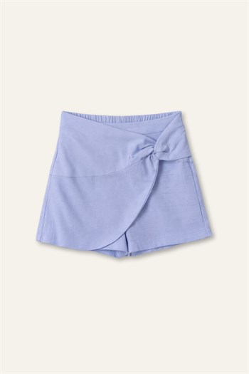 Kız Çocuk Dokuma Şort Etek  - Mavi