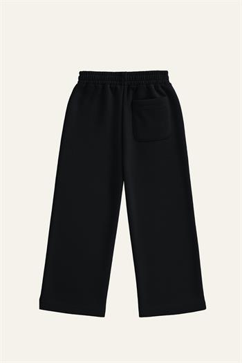 Kız Çocuk Düz Paça Fırçalı Tek Alt - Siyah