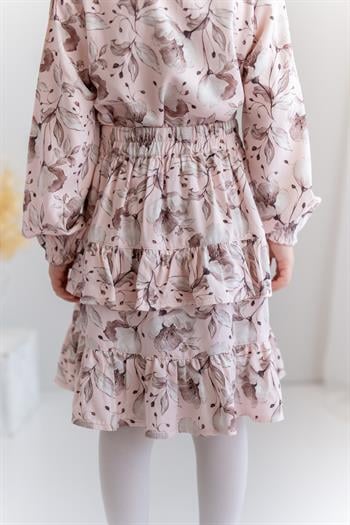 Kız Çocuk  Fırfır Detaylı Desenli Dokuma Etek