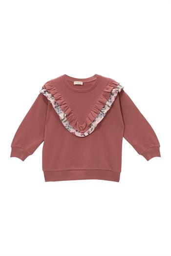 Kız Çocuk Fırfır Detaylı Sweatshirt - Gül Kurusu