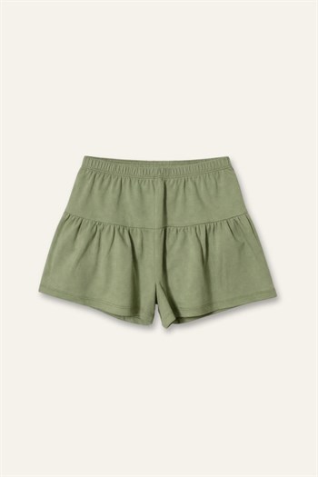 Kız Çocuk Fırfırlı Örme Şort  - Haki