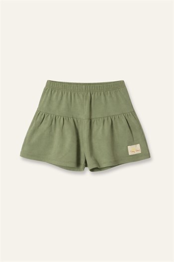 Kız Çocuk Fırfırlı Örme Şort  - Haki