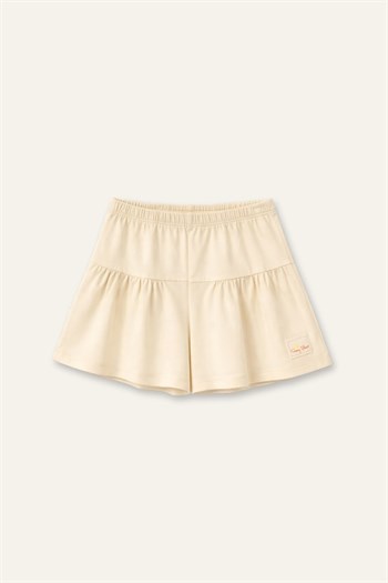 Kız Çocuk Fırfırlı Örme Şort  - Krem