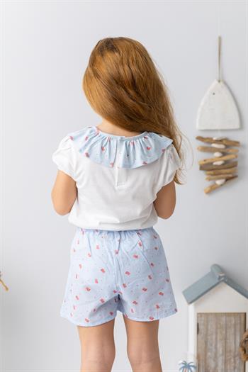 Kız Çocuk Fırfırlı Şort Etek - Desenli