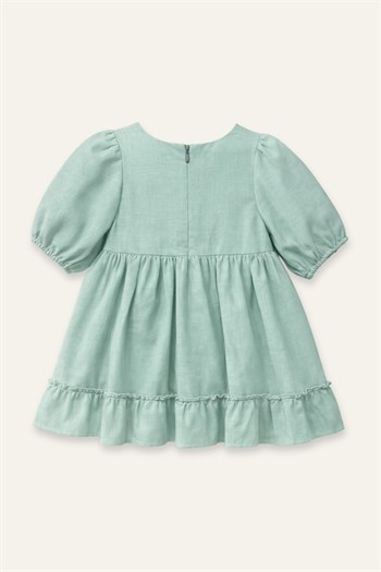 Kız Çocuk Fiyonklu Elbise  - Mint