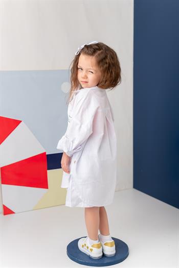 Kız Çocuk Gömlek Şort Takım - Beyaz