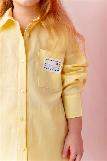 Kız Çocuk Gömlek Şort Takım - Sarı