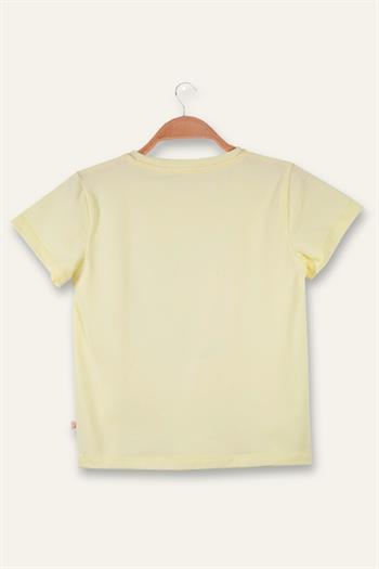 Kız Çocuk Hawaı Baskılı T-Shirt - Sarı