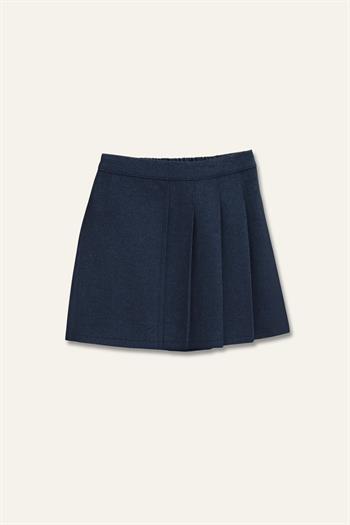Kız Çocuk İnce Kaşe Pileli Etek - Lacivert
