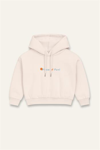 Kız Çocuk Kapşonlu Crop Sweatshirt - Krem