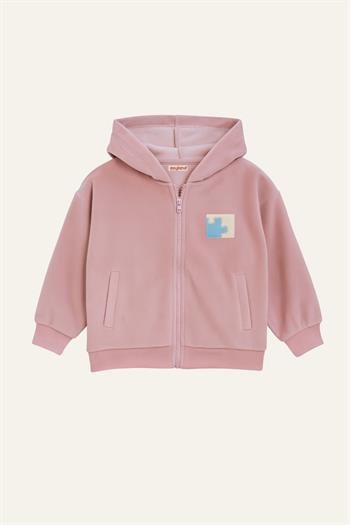 Kız Çocuk Kapşonlu Fermuarlı Polar İkili Takım - Pembe