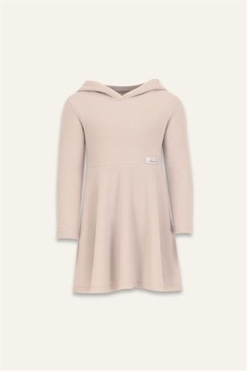 Kız Çocuk Kapşonlu Yumoş Elbise - Bej