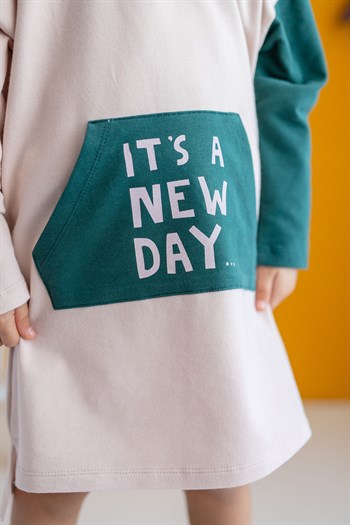 Kız Çocuk Kapüşonlu Cep Detaylı Elbise (6-12yaş)