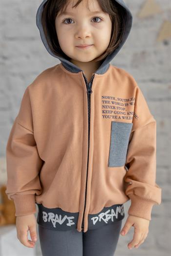 Kız Çocuk Kapüşonlu Fermuarlı Sweatshirt