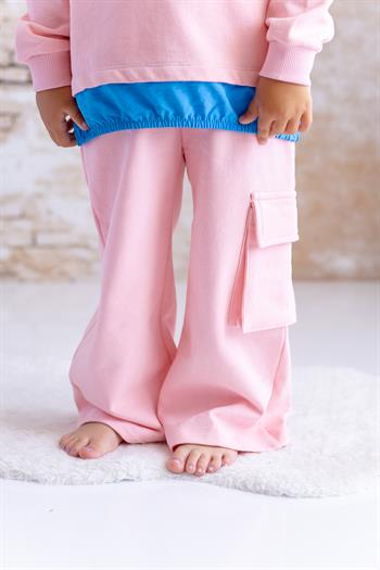 Kız Çocuk Kargo Cepli Eşofman Altı - Pembe