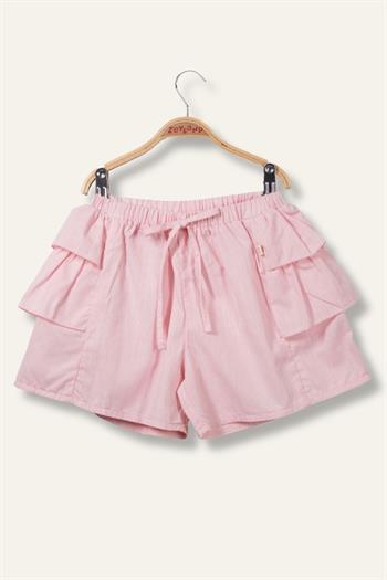 Kız Çocuk Katlı Şort Etek - Pembe
