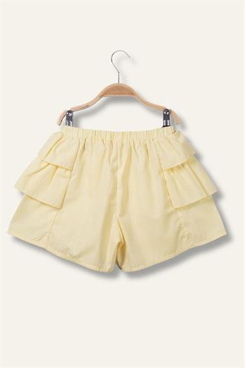 Kız Çocuk Katlı Şort Etek - Sarı
