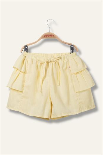 Kız Çocuk Katlı Şort Etek - Sarı