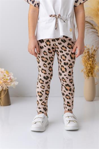 Kız Çocuk Leopar Desen Uzun Tayt - Leopar Desenli