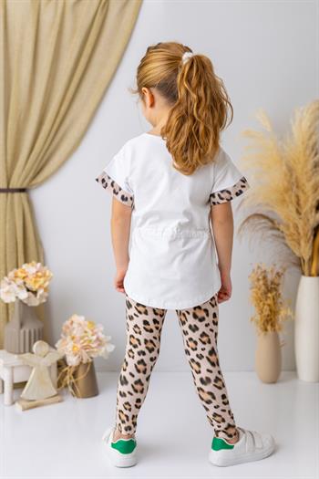 Kız Çocuk Leopar Desen Uzun Tayt - Leopar Desenli