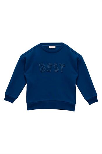 Kız Çocuk Nakış Detaylı Sweatshirt - Sax