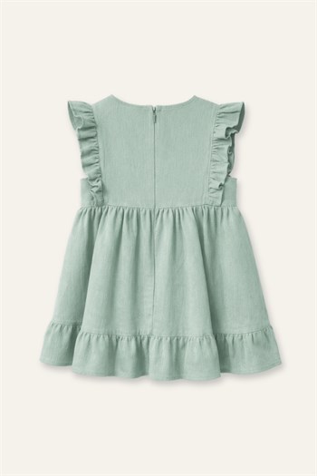 Kız Çocuk Nakışlı Elbise  - Mint