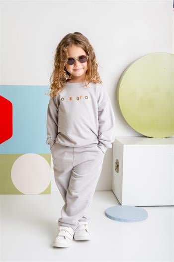 Kız Çocuk Nakışlı Sweatshirt - Gri