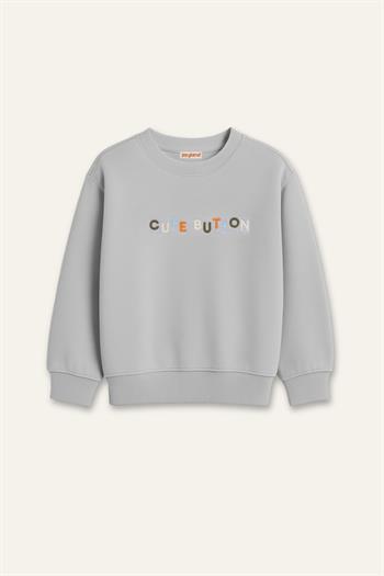 Kız Çocuk Nakışlı Sweatshirt - Gri