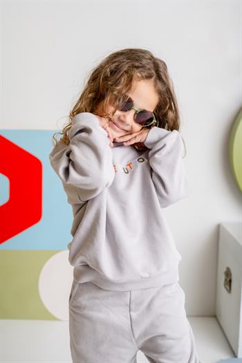 Kız Çocuk Nakışlı Sweatshirt - Gri