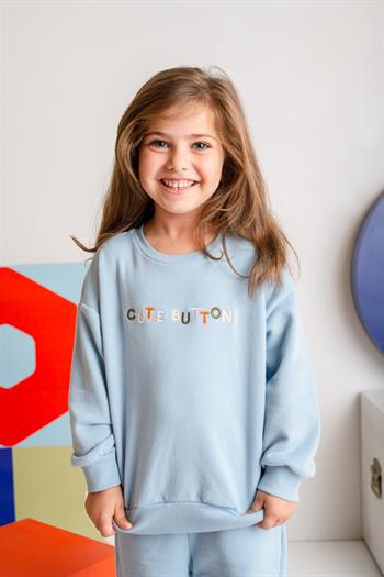 Kız Çocuk Nakışlı Sweatshirt - Mavi
