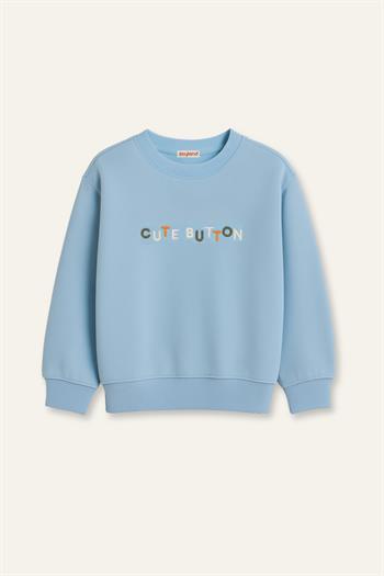 Kız Çocuk Nakışlı Sweatshirt - Mavi