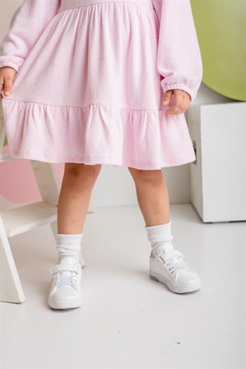Kız Çocuk Nakışlı Yumoş Elbise - Pembe