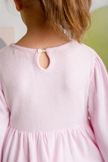 Kız Çocuk Nakışlı Yumoş Elbise - Pembe