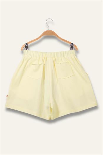 Kız Çocuk Penye Kısa Şort - Sarı