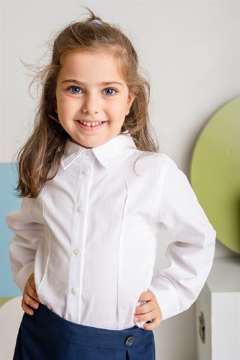 Kız Çocuk Poplin Gömlek - Beyaz