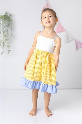 Kız Çocuk Pötikare Desenli Elbise