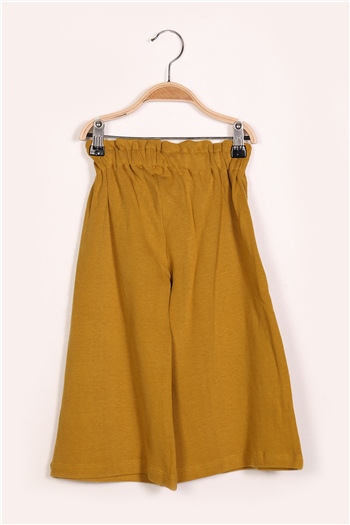 Kız Çocuk Sarı Esnek Bel Pantolon (2-7yaş)