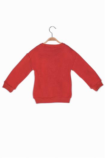 Kız Çocuk Simli Yazı Baskılı Sweatshirt