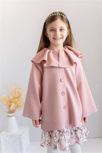 Kız Çocuk Yaka Detaylı Scuba Ceket