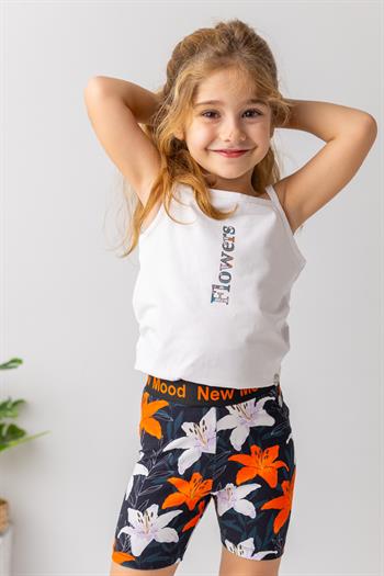 Kız Çocuk Yazı Baskılı Askılı Atlet - Beyaz