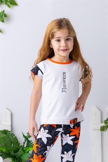 Kız Çocuk Yazı Baskılı T-shirt - Beyaz