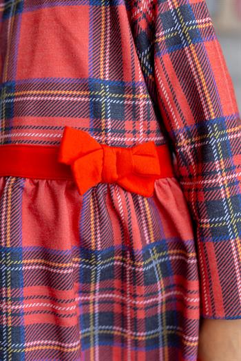 Kız Çocuk Ekose Desen Yılbaşı Temalı Elbise