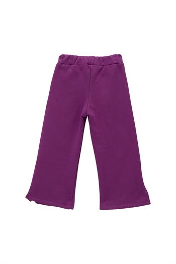 Kız Çocuk Yırtmaç Detaylı Eşofman Altı - Mor