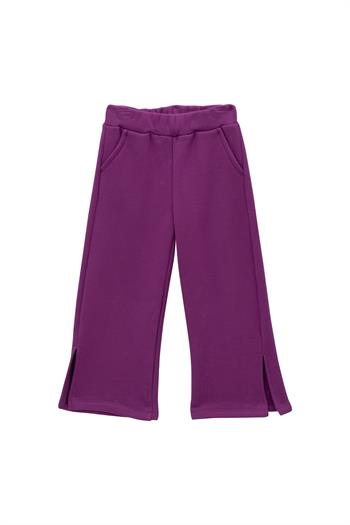 Kız Çocuk Yırtmaç Detaylı Eşofman Altı - Mor