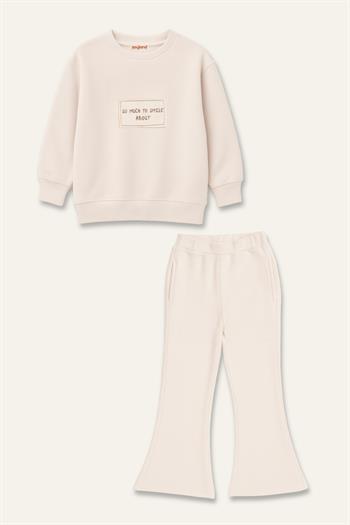 Kız Çocuk Yumoş İkili Takım - Krem