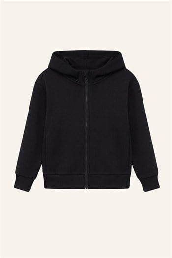 Kız Erkek Çocuk Basic Kapüşonlu Ceket - Siyah