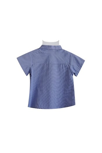 Erkek Bebek Mavi Kısa Kollu Gömlek (12-24ay)